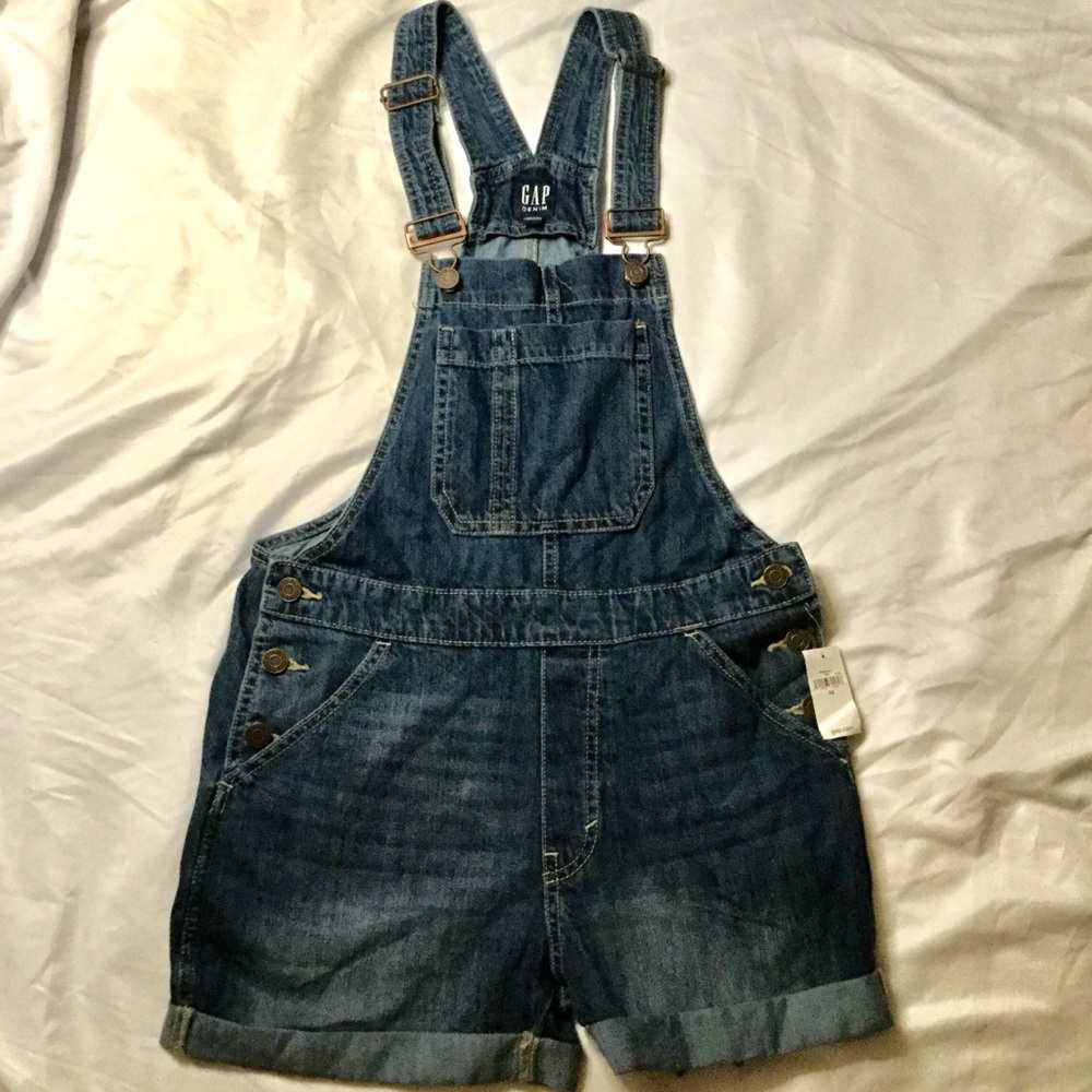 GAP Denim Blue Jean Shorts Overalls